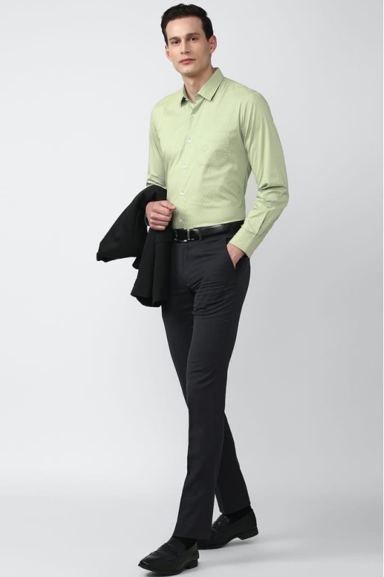 Men Green Slim Fit Formal Full Sleeves Formal Shirt