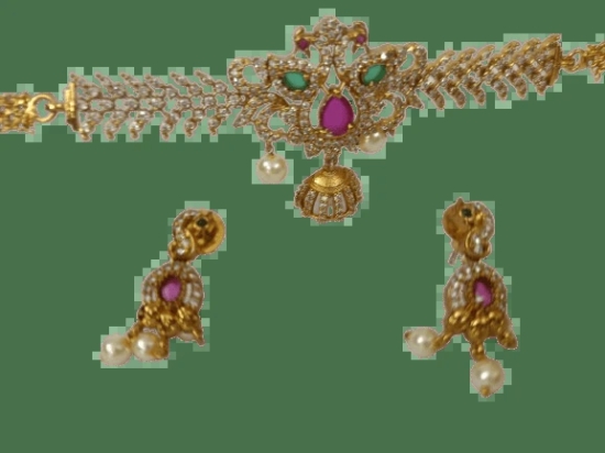 Bridal Gold Plated Kundan Choker Necklace Set With Earrings For Women