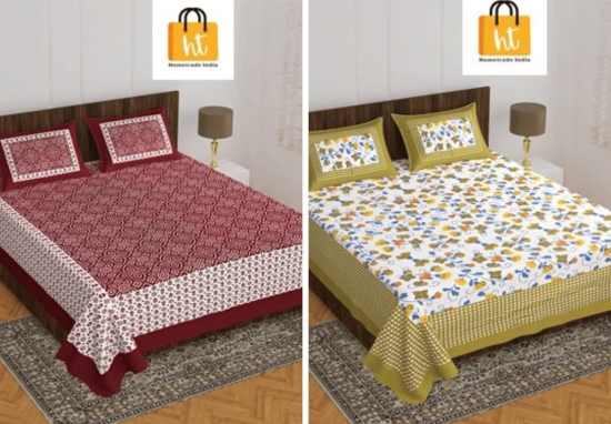 Bedsheet  Adda -100% Pure Cotton Jaipuri Printed Double Bedsheet-106