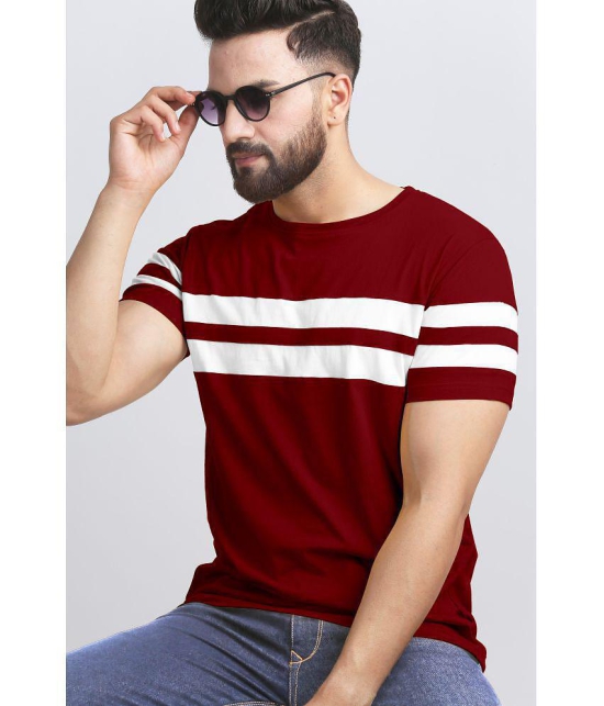 AUSK - Maroon Cotton Blend Regular Fit Mens T-Shirt ( Pack of 2 ) - None