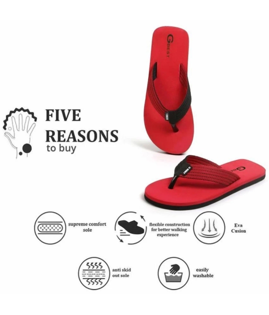 G Best Red Mens Thong Flip Flop - None