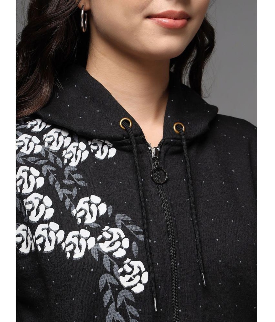 eWools.in Cotton Blend Womens Hooded Sweatshirt ( Black ) - None