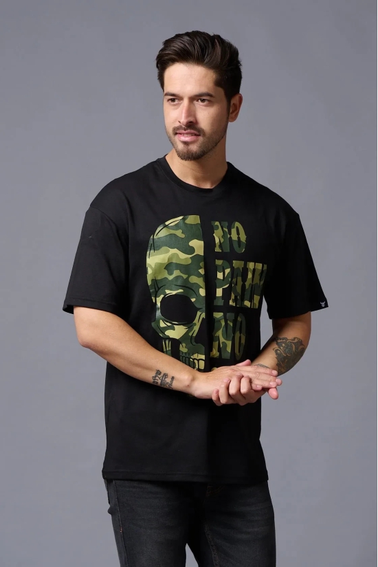 No Pain No Gain in Camo Print Black Oversized T-Shirt for Men XL