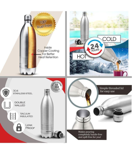 Milton Combo Set Go Electro 1.2 Ltrs Electric Kettle and Duo DLX 1 Ltr- Silver Thermosteel Hot or Cold Stainless Steel Water Bottle