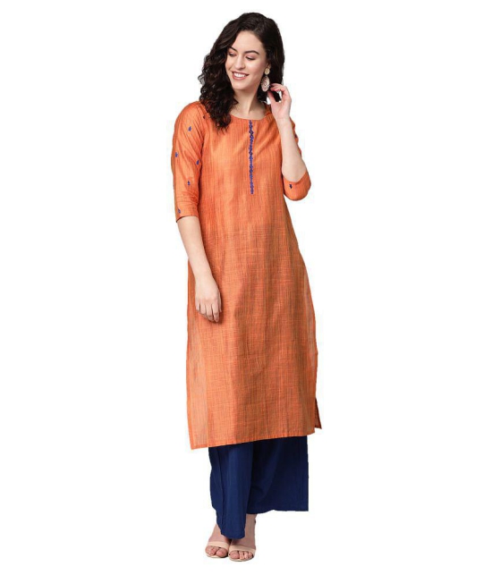 KSUT Orange Art Silk Straight Kurti - S