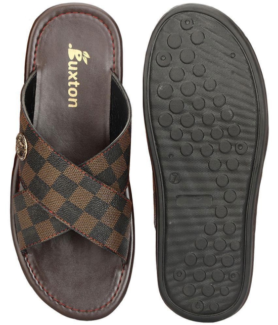 Buxton Brown Mens Leather Slipper - None