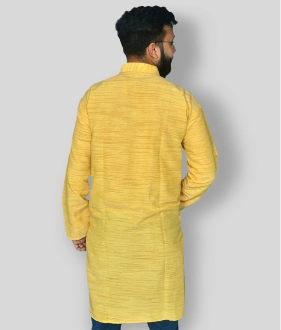 DESHBANDHU DBK - Yellow Cotton Blend Mens Regular Kurta ( Pack of 1 ) - None