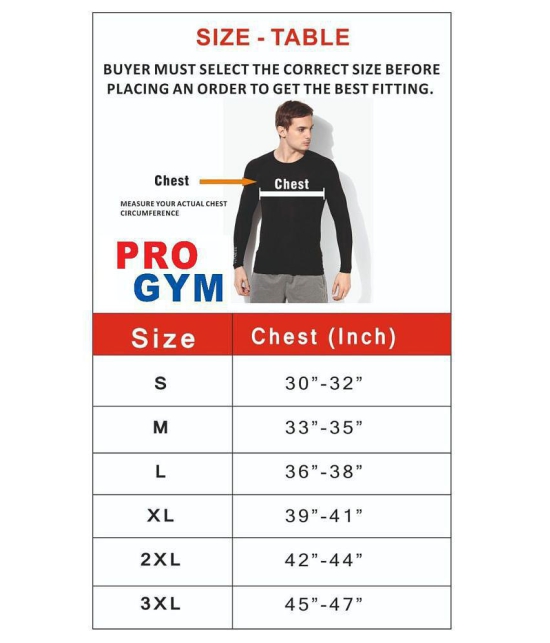 Pro Gym Unisex 100% Polyester Compression T-Shirt - Full Sleeve - XXL