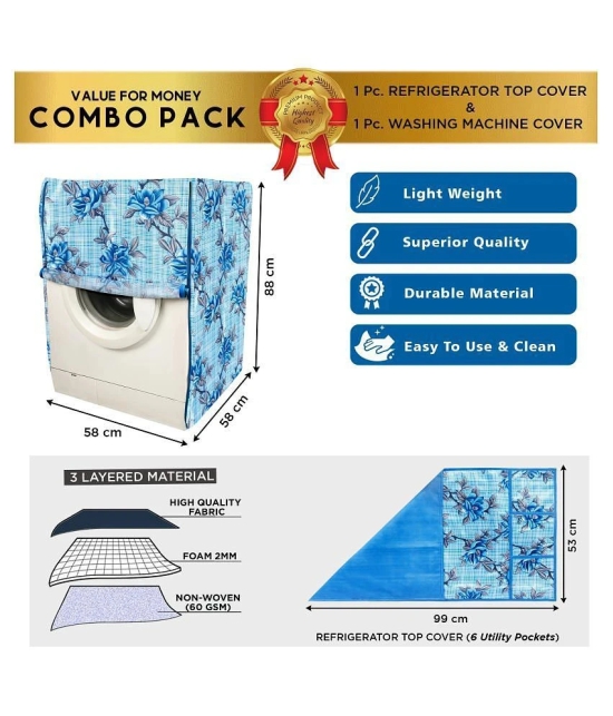 E-Retailer Set of 2 Polyester Blue Washing Machine Cover for Universal Front Load - Blue