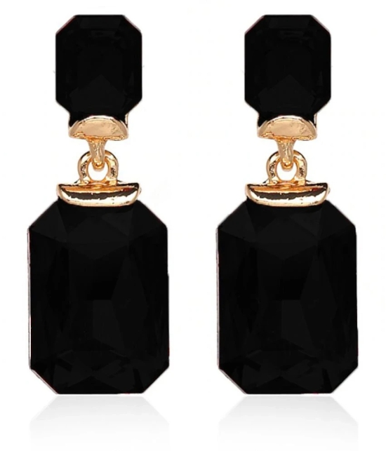 YouBella Alloy Gold Plated Crystal Drop Earrings Jewellery for Women (Black) - Black