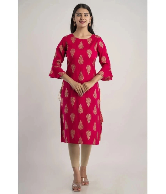 MAUKA - Red Rayon Womens Straight Kurti ( Pack of 1 ) - None