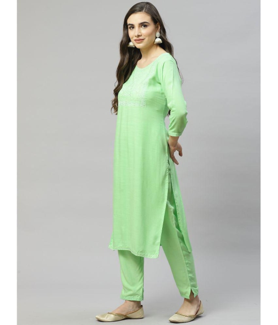 JC4U Green Rayon Kurti With Pants - Stitched Suit Single - None