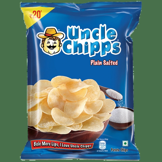 Uncle Chipps Potato Chips - Plain Salted Flavour, 50 G Pouch