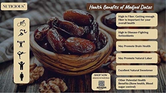 NUTICIOUS Medjool Dates Jumbo (Khajur)-900 gm