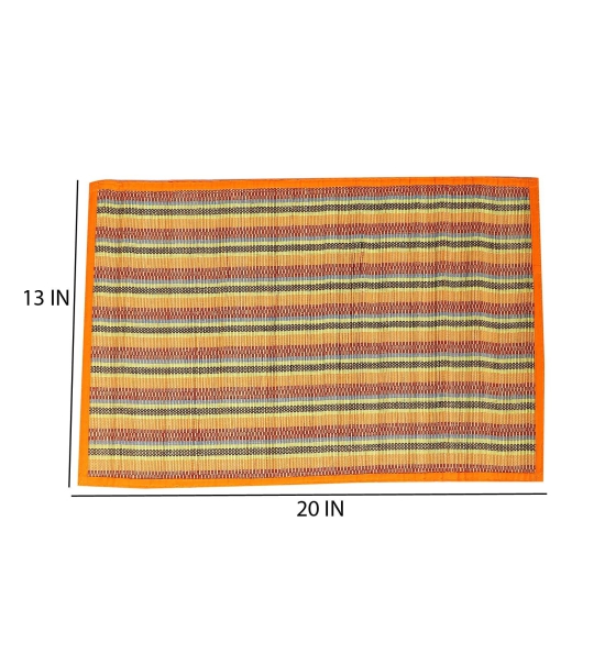 Silpakarman Bamboo Dining Mats - Multi Orange (Set of 13)