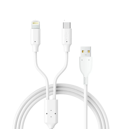 LAFORTE 2 in 1 Pvc Soft and Superior Charging Cable 1.3 M (White) 1 Pcs