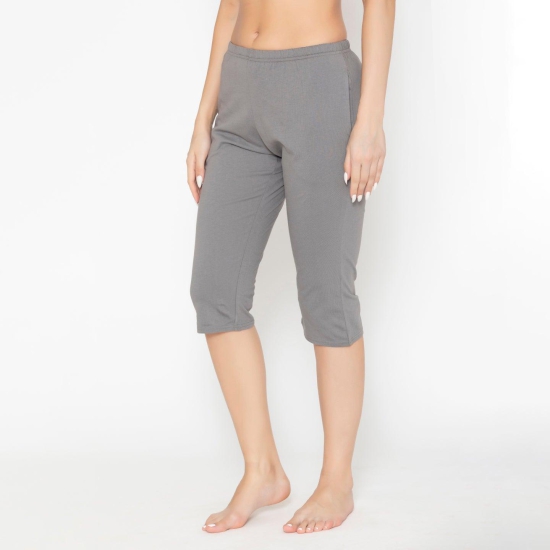 Women's Plain Knitted Capri - Charcoal Grey Charcoal Grey L