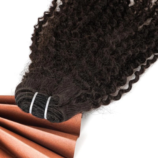 RefynHair - 100% Human Hair | Kinky Hair Extensions | Real Human Hair | Weft Extensions 24 Inch 100 Gr | Natural Brown, Premium Remy | High-Quality, Seamless Integration, Hand Tied