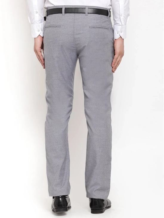 Indian Needle Men's Grey Cotton Solid Formal Trousers-30 / Grey