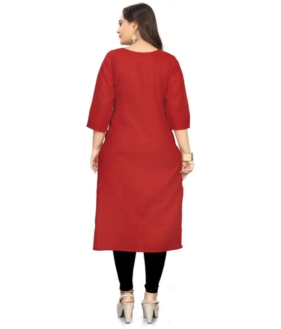 Lerkiza - Red Cotton Womens Straight Kurti ( Pack of 1 ) - XL