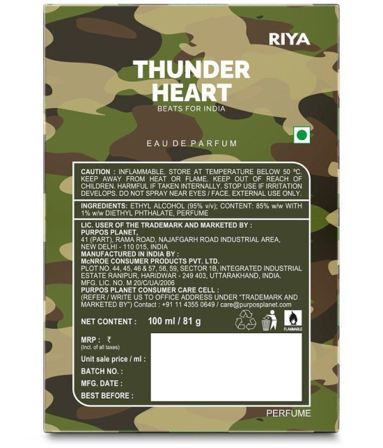 Riya Thunder Heart & Bindas Eau De Parfum (EDP) For Men 200 ( Pack of 2 )