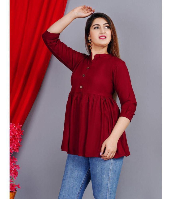 SIPET - Maroon Rayon Womens Empire Top ( Pack of 1 ) - None