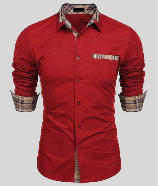 Life Roads - Red Cotton Slim Fit Men's Casual Shirt (Pack of 1 ) - None