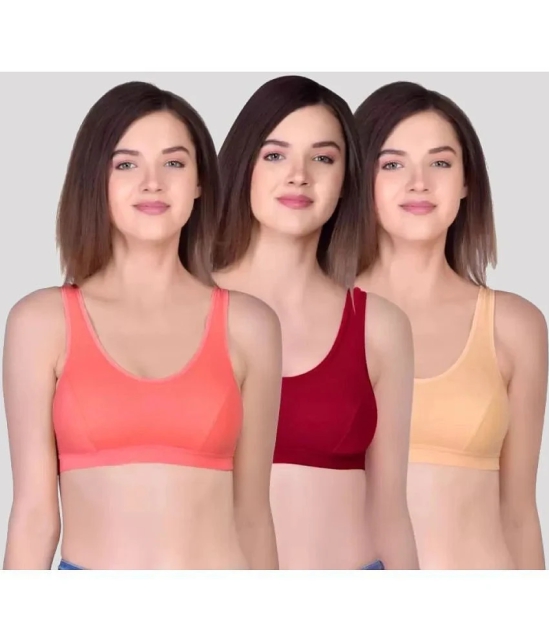 Kiran Enterprises Multicolor Cotton Non Padded Womens Shaping Bra ( Pack of 3 ) - None