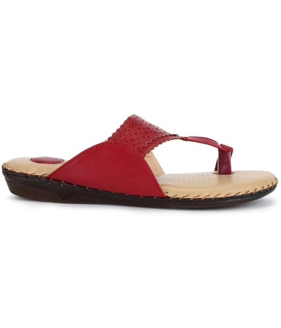 ORTHO JOY - Maroon Womens Flats - None