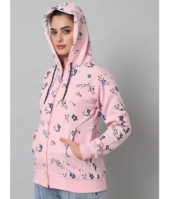 eWools.in Cotton Blend Women''s Hooded Sweatshirt ( Pink ) - None