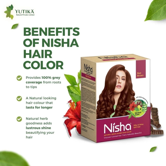 Nisha Henna Based Hair Color Red Brown 90g Pack of 2, Henna Powder Hair Color Dye Brown Hair Colour, No Ammonia, No PPD, Non Oxidative