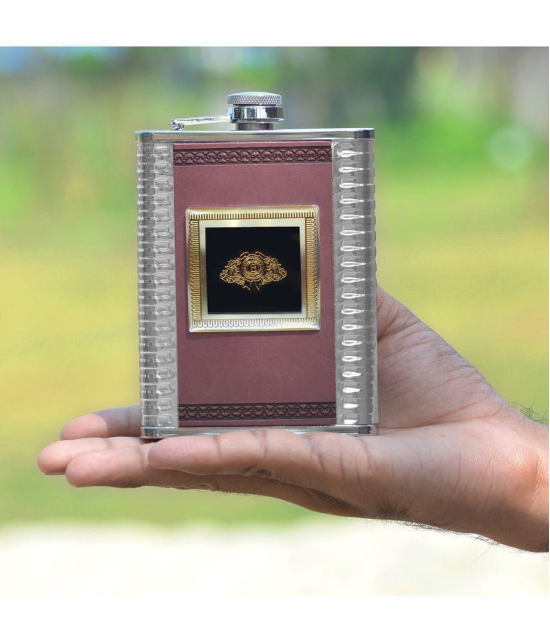 JMALL Steel Hip Flask - Brown