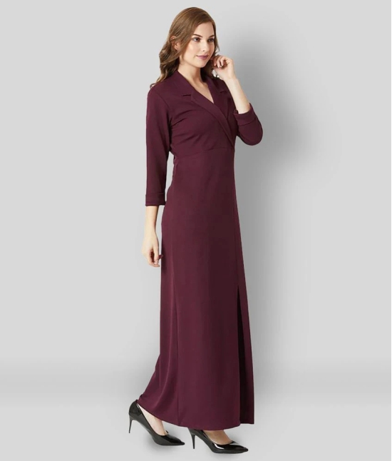 Miss Chase - Maroon Crepe Womens Side Slit Dress ( Pack of 1 ) - XL