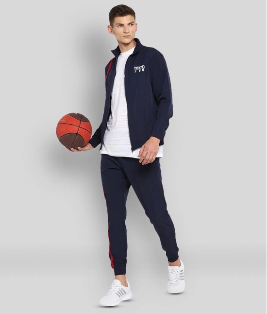 YUUKI - Navy Blue Polyester Regular Fit Striped Mens Sports Tracksuit ( Pack of 1 ) - XL