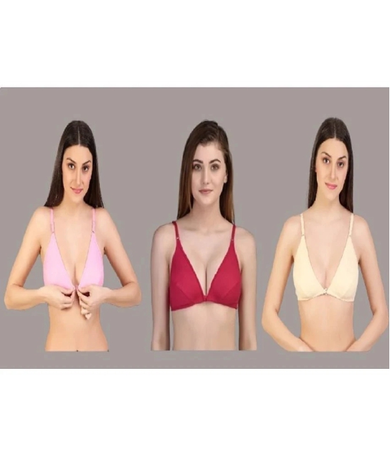 Desiprime - Multicolor Cotton Non Padded Womens T-Shirt Bra ( Pack of 3 ) - None