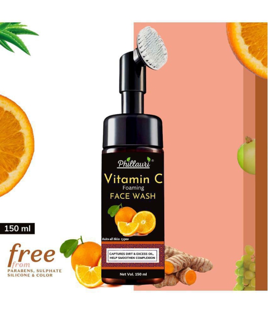 Phillauri Brightening Vitamin C Foaming Face Wash with Built-In Face Brush - 150 ml