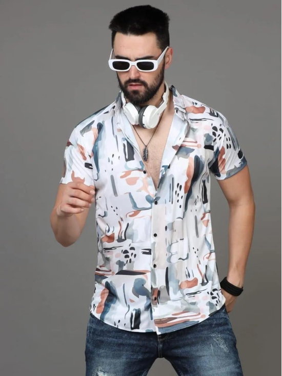 Multicolor Mens Printed Rayon Half Sleeves Shirt-S