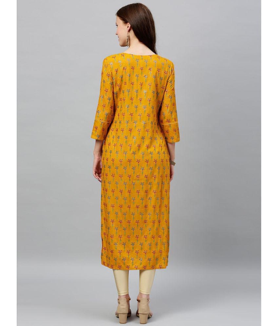 KIPEK - Mustard Rayon Womens Straight Kurti ( Pack of 1 ) - None