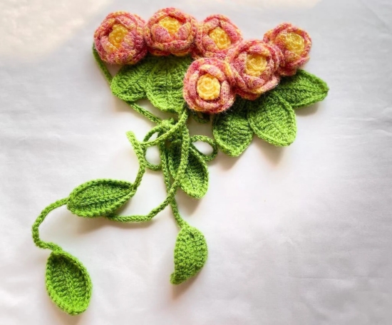 Hand Crafted Crochet Curtain Tiebacks Peach and Yellow