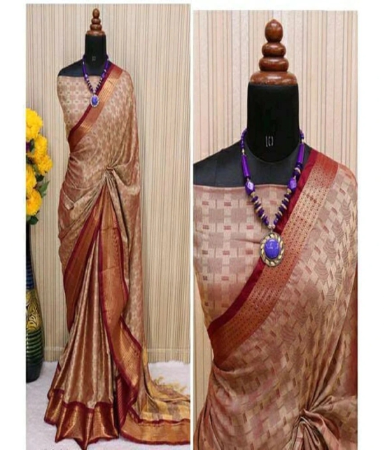 Apnisha Banarasi Silk Embellished Saree With Blouse Piece - Wine ( Pack of 1 ) - Wine