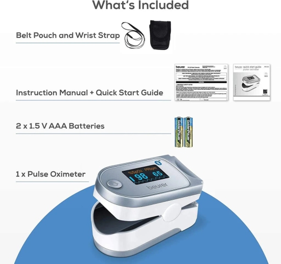 Beurer PO60 Pulse Oximeter with Bluetooth and Health Manager App, 5 Years Warranty