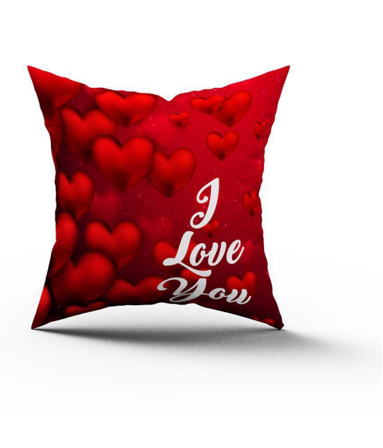 HOMETALES - Red Polyester Gifting Printed Cushion