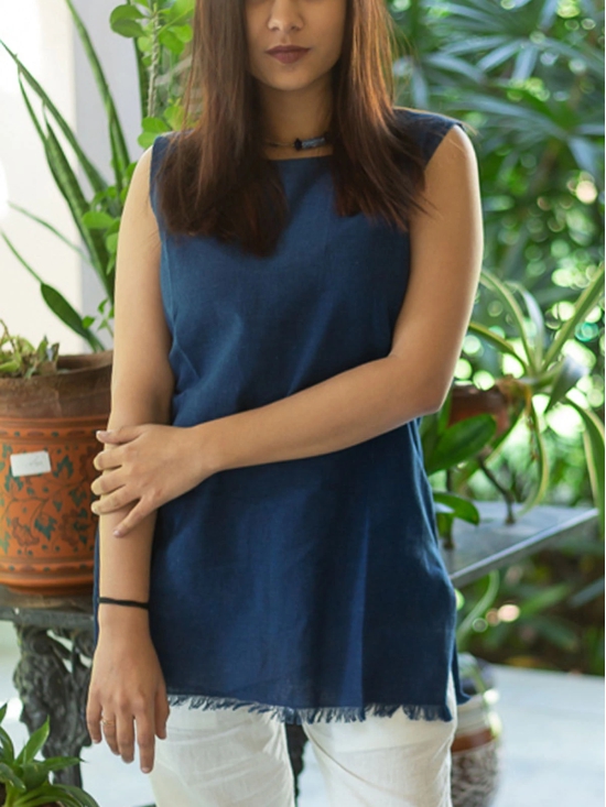 Khadi Top Natural Indigo-M