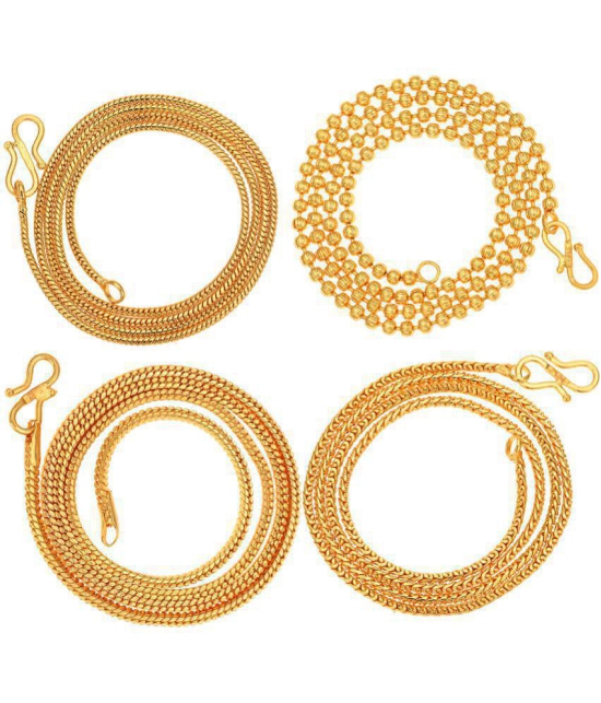 AanyaCentric Combo of 4 Gold Plated 28inches Long Fashion Chain - None