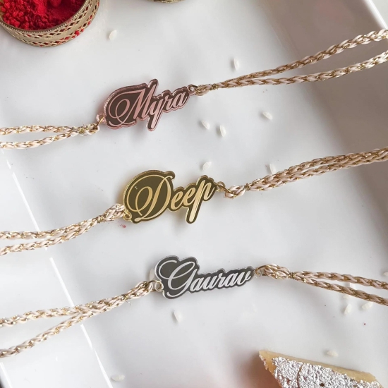 Personalized Name Cut Rakhi - COD Not Applicable-Gold