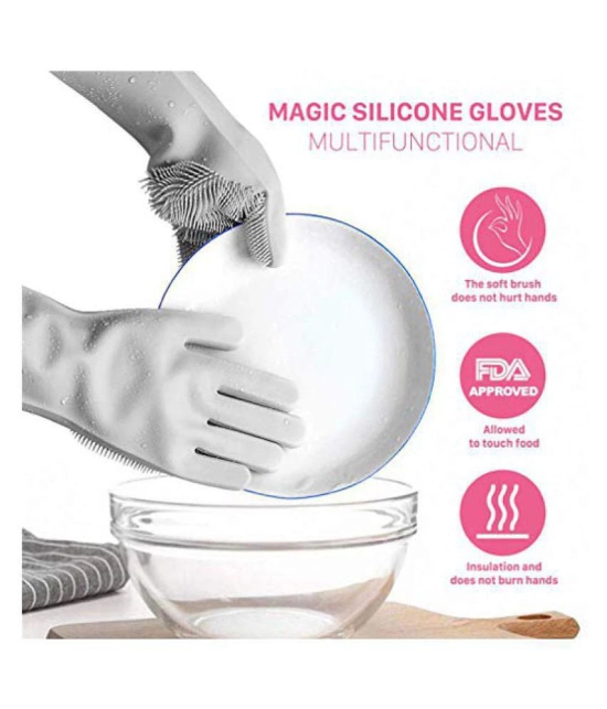 Reusable Silicone Dishwashing Gloves, Pair of Rubber Scrubbing Gloves for Dishes, Wash Cleaning Gloves with Sponge Scrubbers for Washing Kitchen, Bathroom, Car & More(MULTI COLOR) - Multi Co