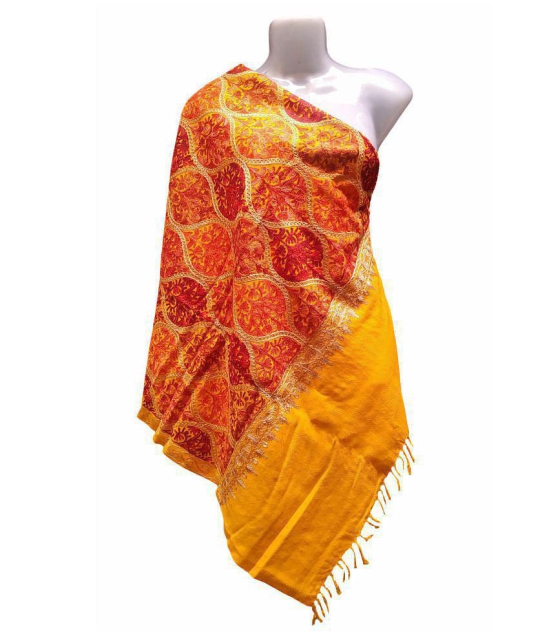 Varun Cloth House Yellow Ari Embroidery Shawl