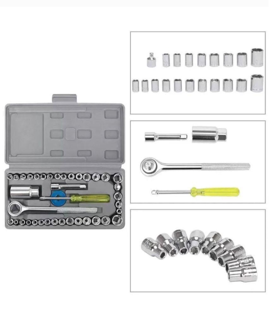 FLEXIM  40Pcs (Including Box) Combination Socket Wrench Tool Set 40 Pcs Scr Comb Combination Spanner More than 15 Pc