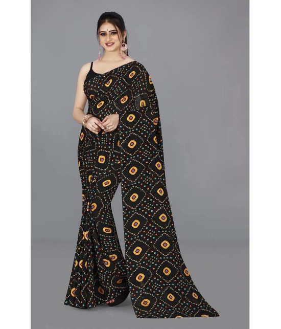 ANAND SAREES - Black Georgette Saree Without Blouse Piece ( Pack of 1 ) - Black