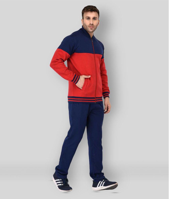 Vivid Bharti - Multicolor Fleece Regular Fit Colorblock Men''s Sports Tracksuit ( Pack of 1 ) - S